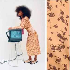 ZARA Floral Print Midi Skirt